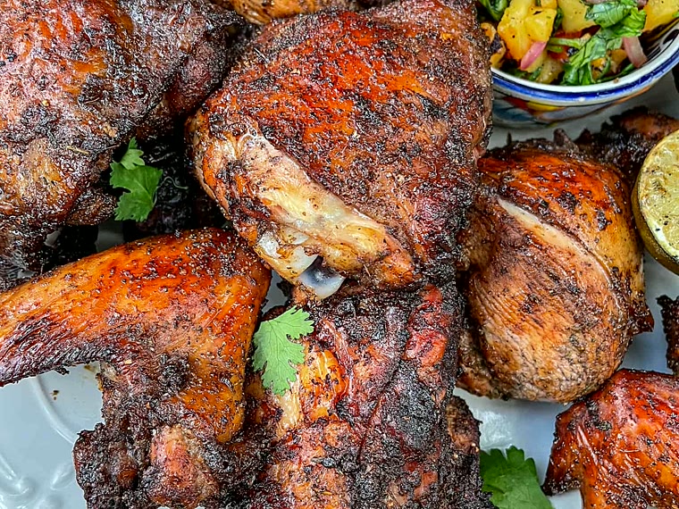 Jerk chicken on the grill